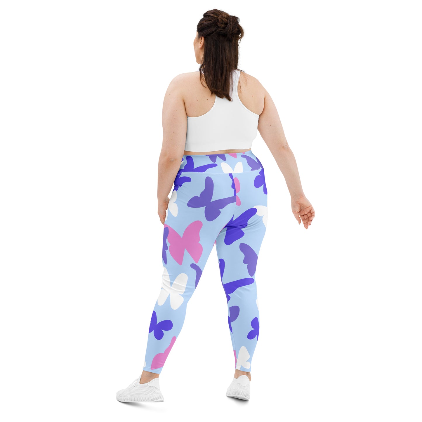 Blue Butterfly Print Plus Size Leggings