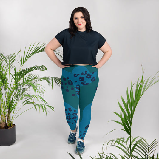 Blue Leopard Plus Size Leggings