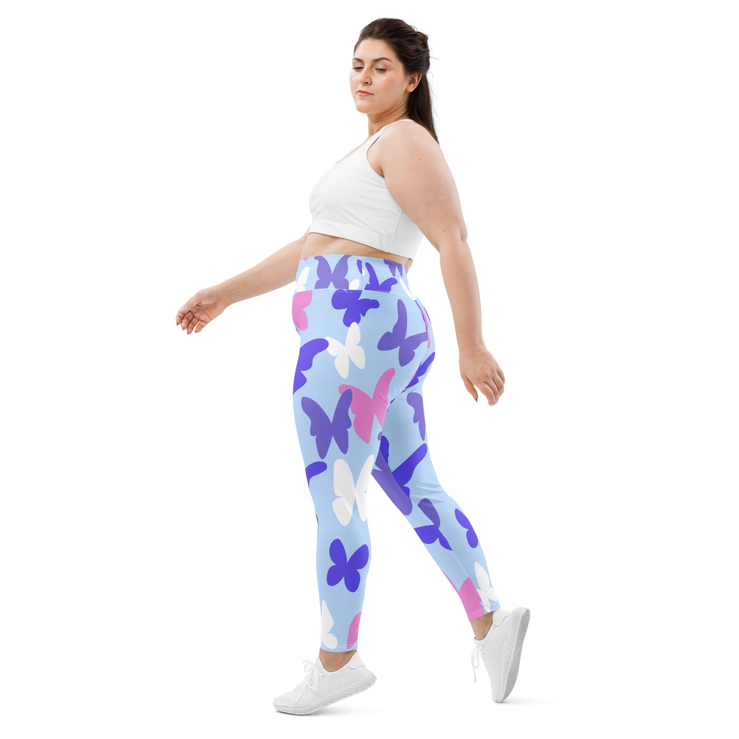 Blue Butterfly Print Plus Size Leggings