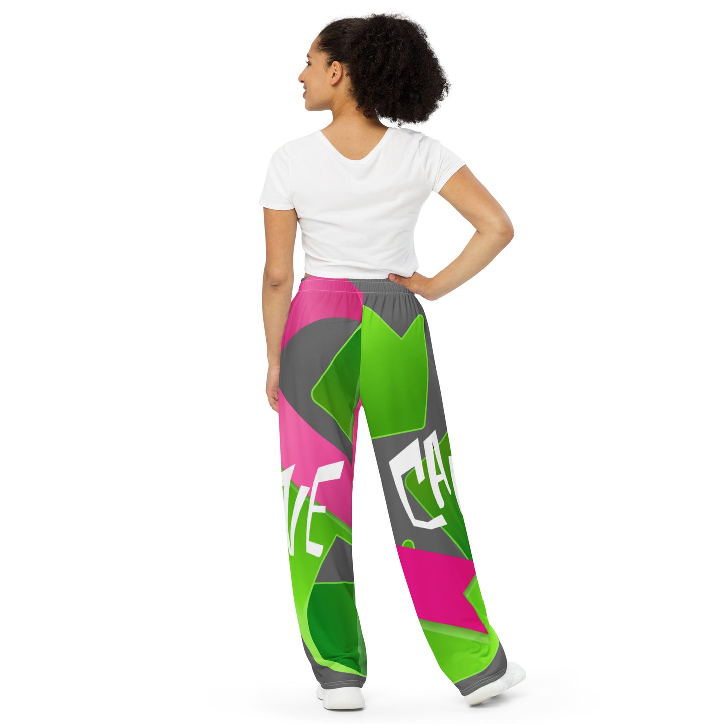 All-over print Save Your Cans unisex wide-leg pants