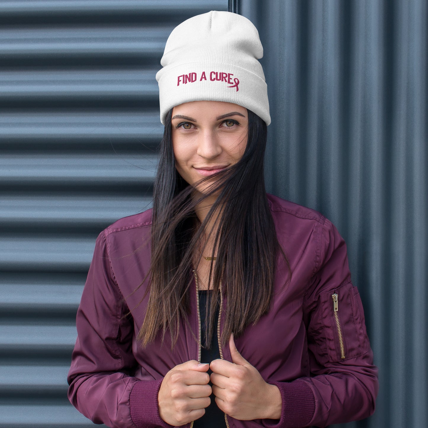 3D Embroidered Find A Cure Beanie