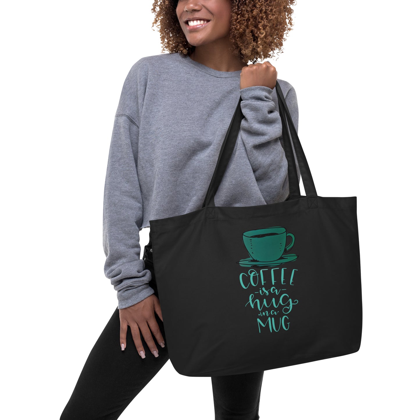 Coffee Hugs Large organic tote bag