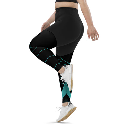 Blue Deco Sports Leggings