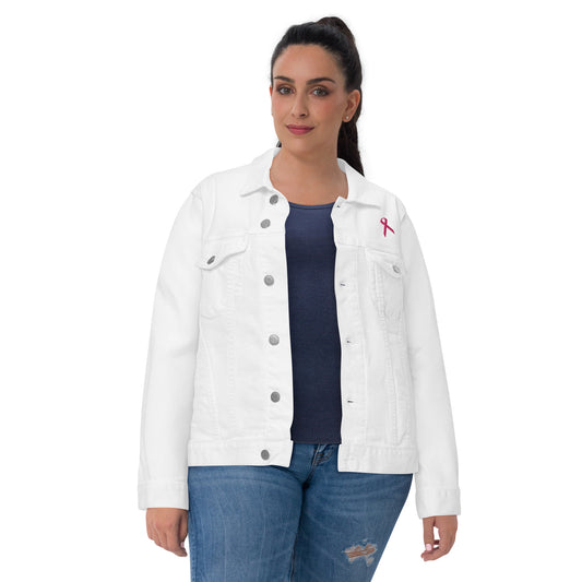 Pink Ribbon Find A Cure Unisex denim jacket