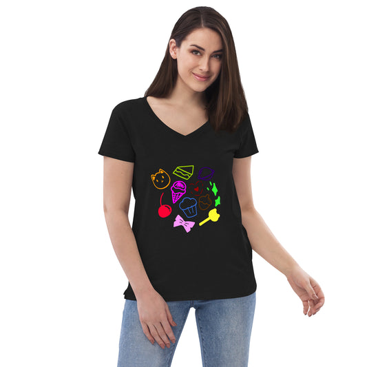 Women’s cupcake recycled v-neck t-shirt