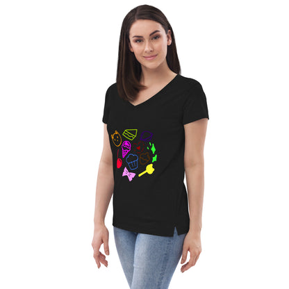 Women’s cupcake recycled v-neck t-shirt