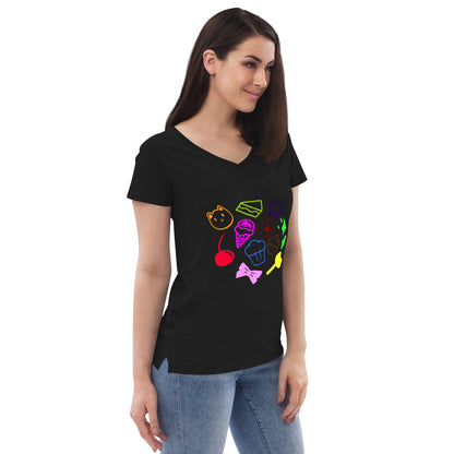 Women’s cupcake recycled v-neck t-shirt