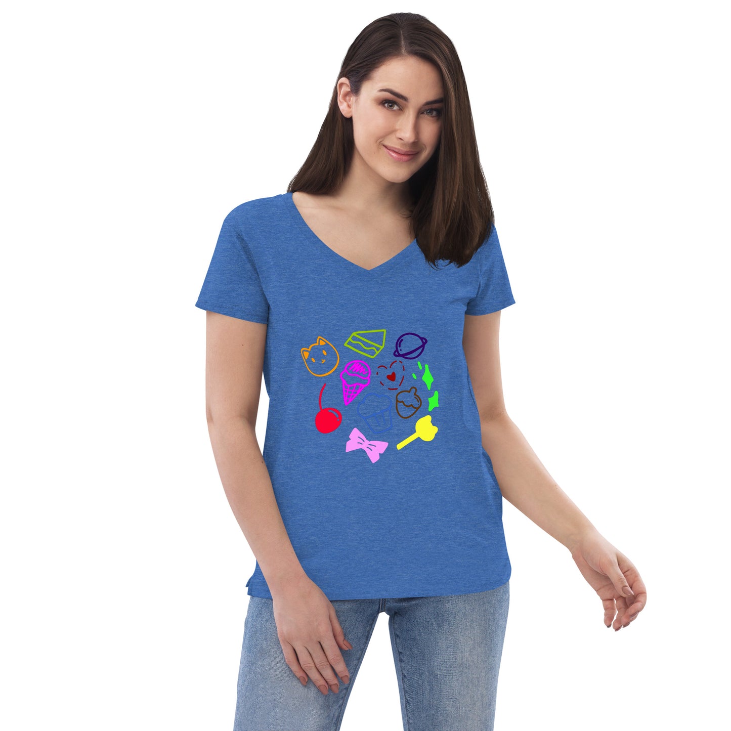 Women’s cupcake recycled v-neck t-shirt