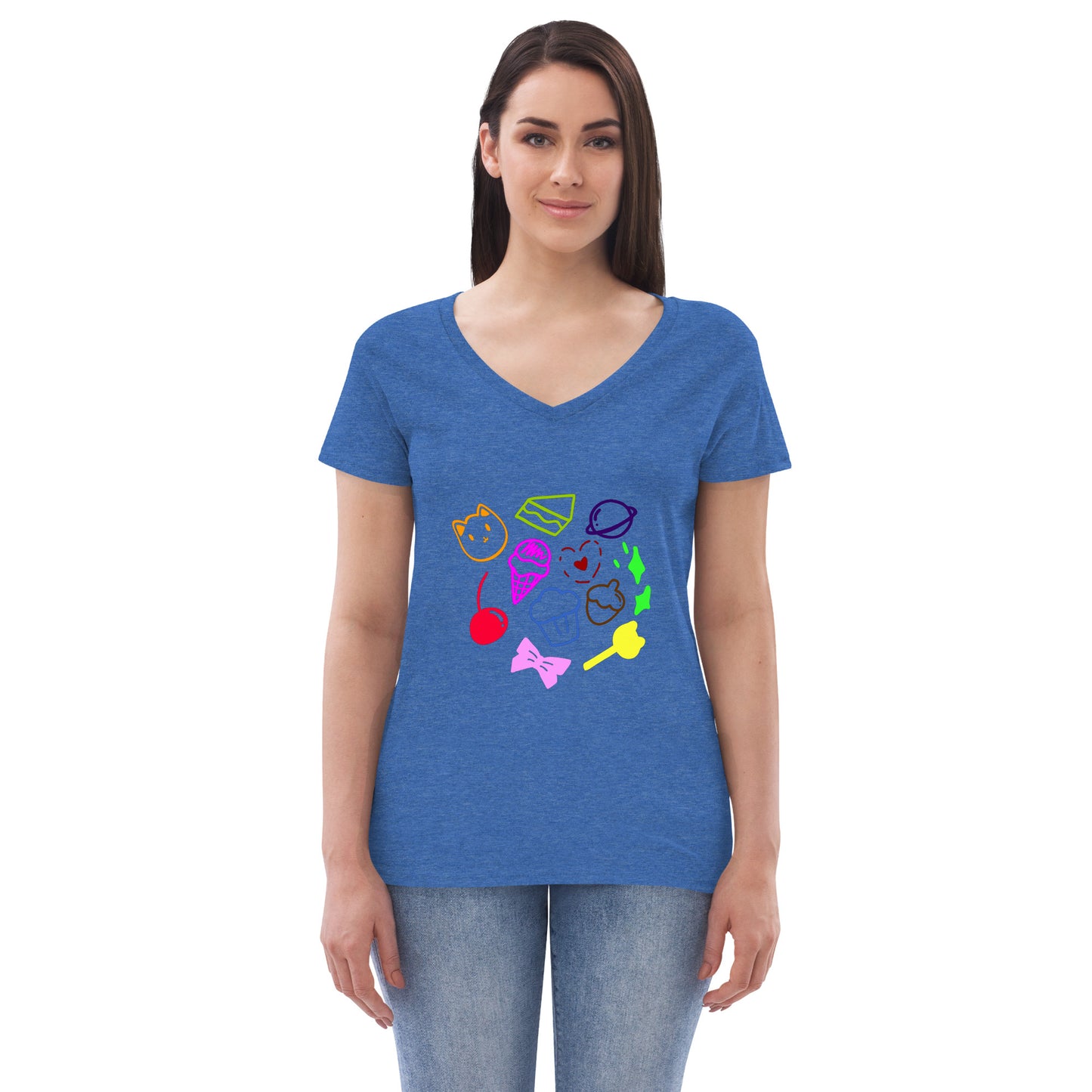 Women’s cupcake recycled v-neck t-shirt