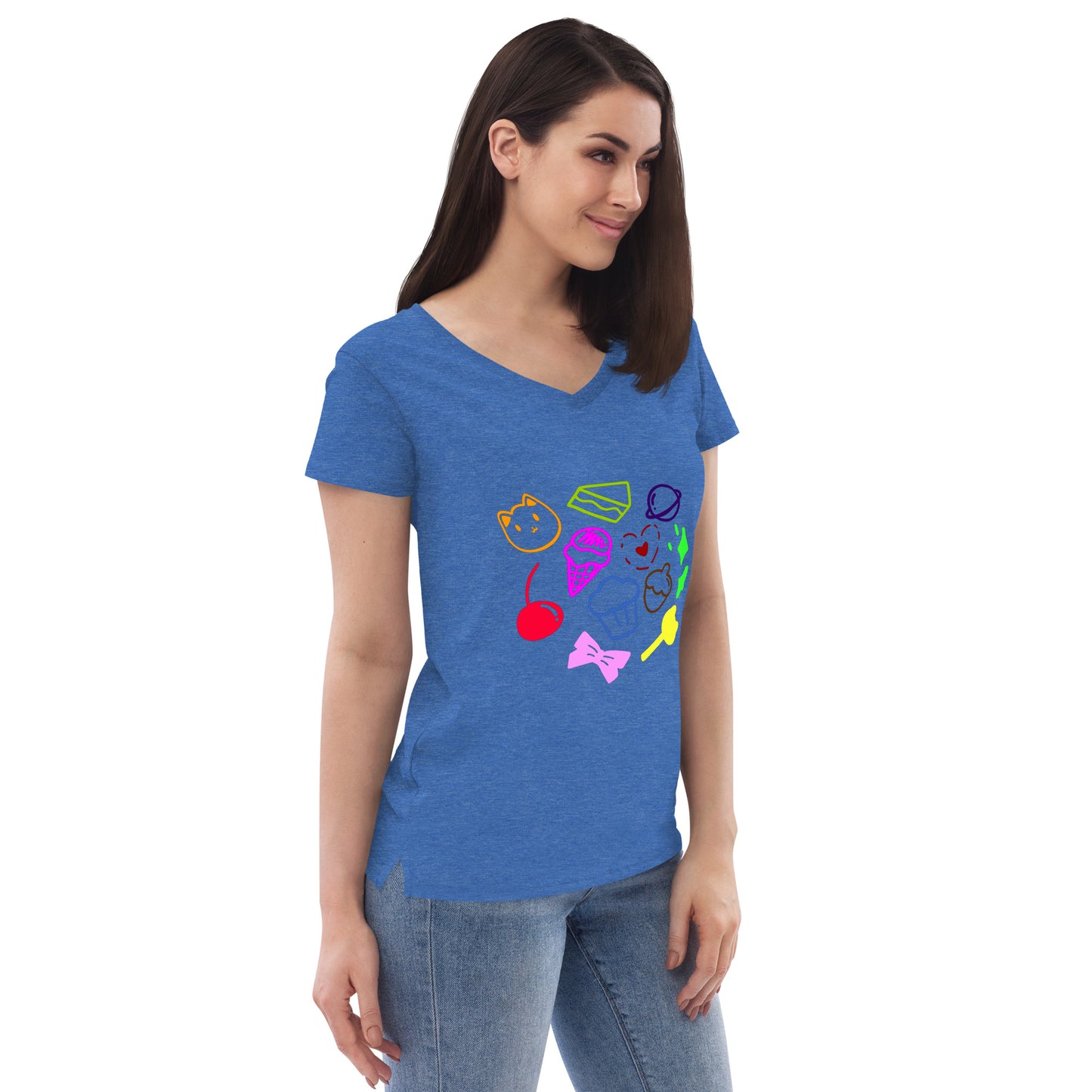 Women’s cupcake recycled v-neck t-shirt