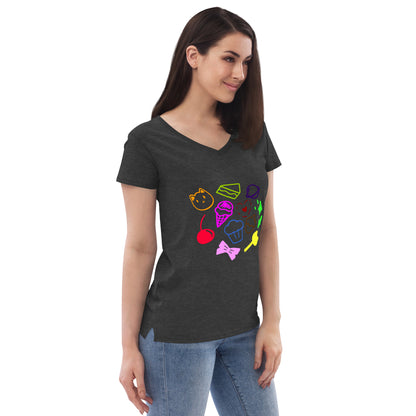 Women’s cupcake recycled v-neck t-shirt