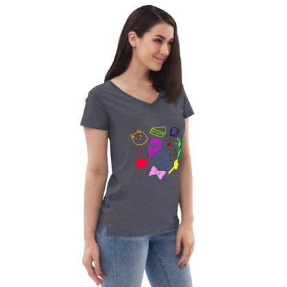 Women’s cupcake recycled v-neck t-shirt